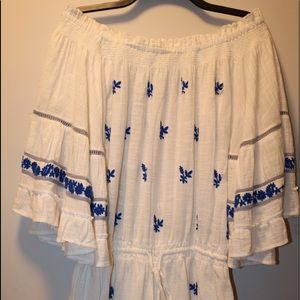 embroidered off the shoulder romper